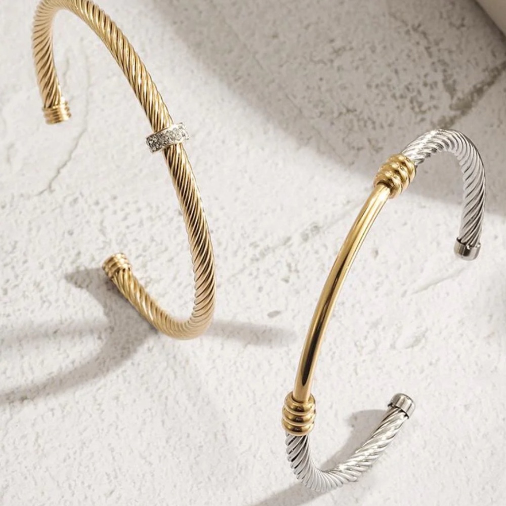 Bundle of 2 Elegant Gold and Silver Twisted Bracelets www.agelessbeauty3000.com - Picture 4 of 11